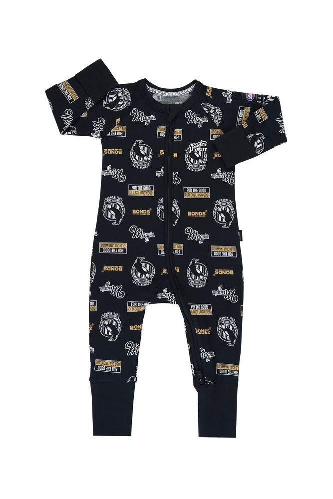 Collingwood Magpies Bonds Infant Zipped Wondersuit