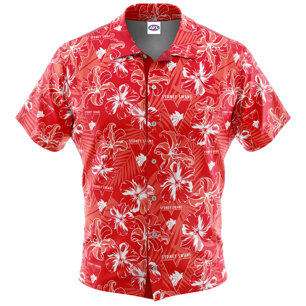 Sydney Swans Hibiscus Hawaiian Shirt