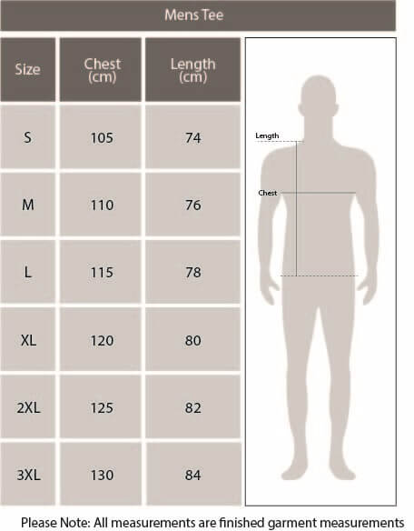 Mens Long Sleeve Tee Size Chart