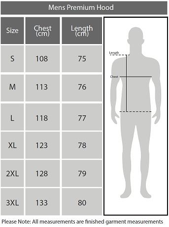 Mens Hoodie Size Chart
