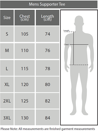 Mens Tees Size Chart