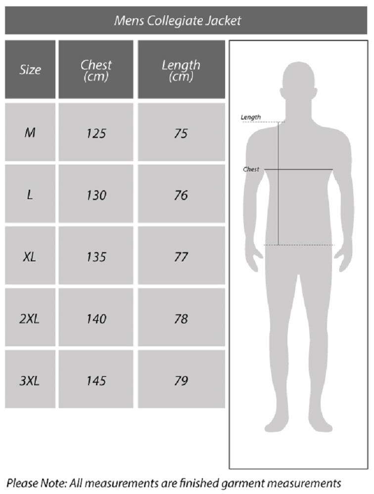 Collegiate Jacket Size Chart
