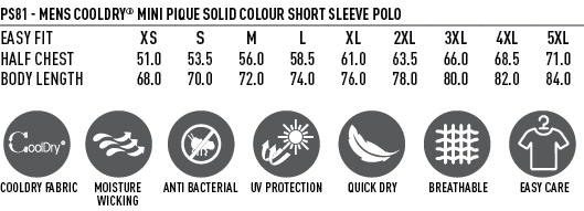 Size Chart Mens Polo