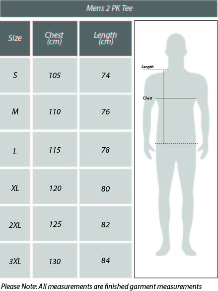 Mens Tees Size Chart