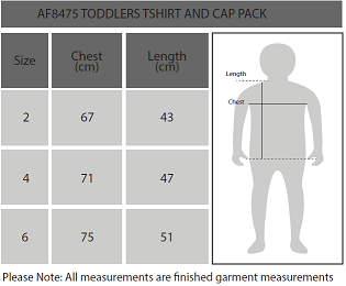 Toddlers Tees Size Chart