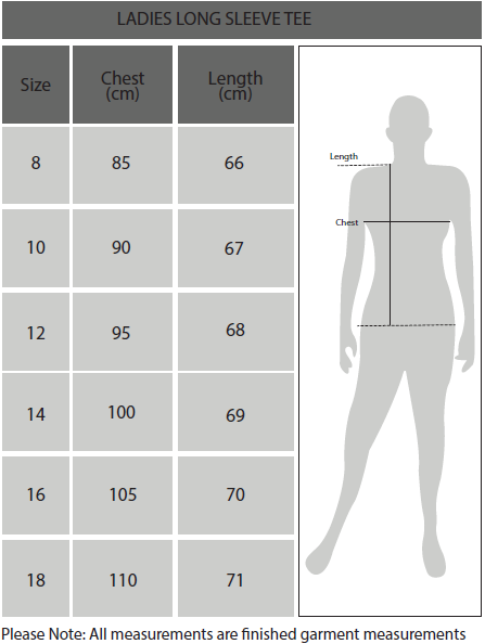 Size Chart Ladies LS Tee