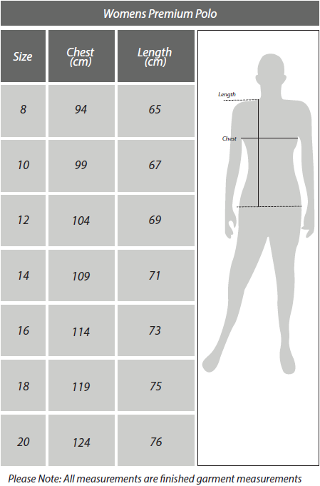 Womens Swish Polo Size Chart