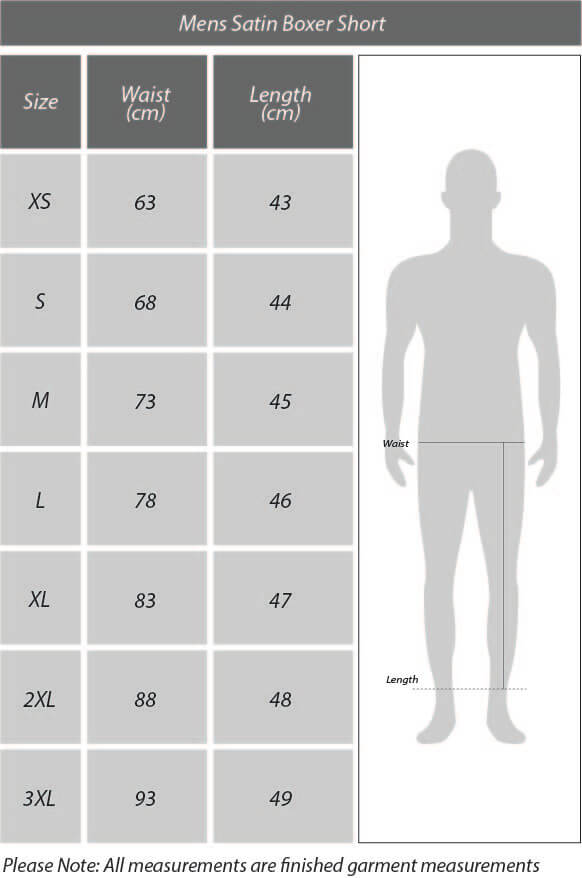 Boxer Shorts Size Chart