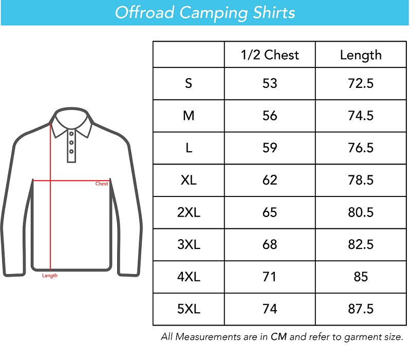Camping Shirt Size Chart