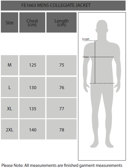Collegiate Jacket Size Chart