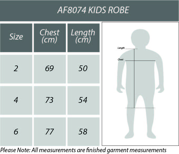 Kids Robe Size Chart