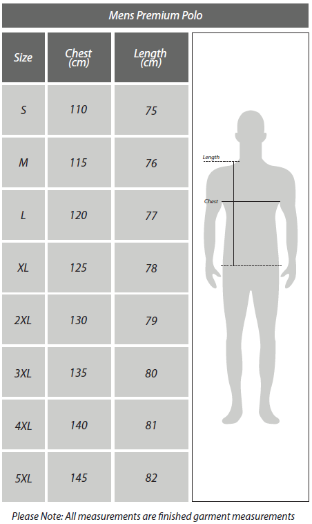 Men Polo Size Chart