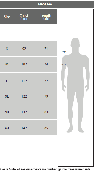 Size Chart Mens Tee