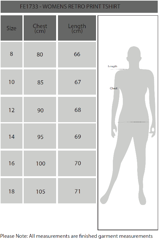Womens Vintage Tee Size Chart