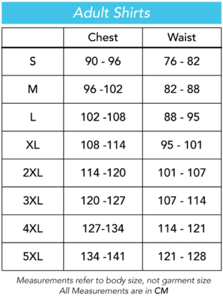 Size Chart Hawaiian Floral Shirts