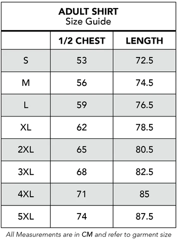 Size Chart Fishing Shirts