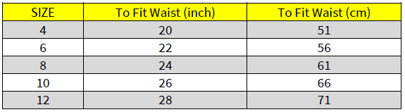 Size Chart Youths Footy Shorts