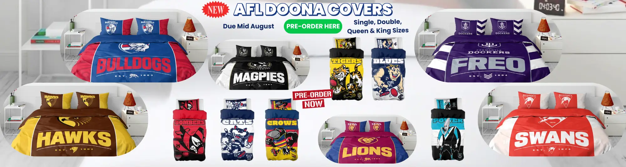 New AFL Doona Covers - PRE-ORDER ONLY - Due August