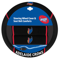 Image of Adelaide Crows Steering Wheel Cover & Seat Belt Comforts Set