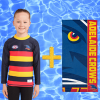 Adelaide Crows Kids Rashie and Beach Towel Combo