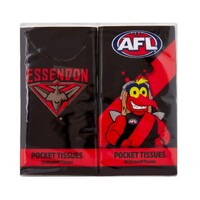 Essendon Bombers AFL Mascot Pocket Tissues - 4 Pack