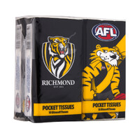 Richmond Tigers AFL Mascot Pocket Tissues - 4pk