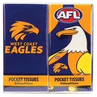 West Coast Eagles AFL Mascot Pocket Tissues - 4pk