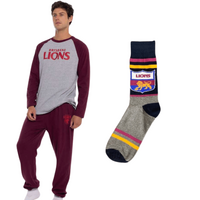 Brisbane Lions Mens PJs & Sock Set