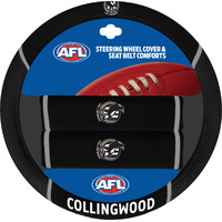 Image of Collingwood Magpies Steering Wheel Cover & Seat Belt Comforts Set