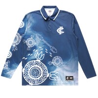 Carlton Blues Indigenous Mens Long Sleeve Polo
