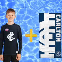 Carlton Blues Kids Rashie and Beach Towel Combo