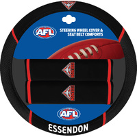 Image of Essendon Bombers Steering Wheel Cover & Seat Belt Comforts Set
