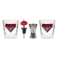 Image of Essendon Bombers Spirit Glasses with Pourer and Jigger
