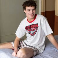 Image of Essendon Bombers Mens Check PJ Set