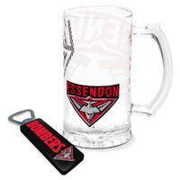Essendon Bombers Stein Glass & Magnetic Bottle Opener