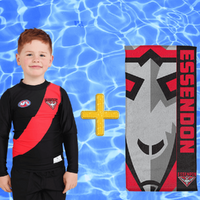 Essendon Bombers Kids Rashie and Beach Towel Combo