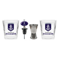 Fremantle Dockers Spirit Glasses with Pourer and Jigger