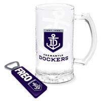 Fremantle Dockers Stein Glass & Magnetic Bottle Opener