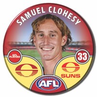 Gold Coast Suns 2025 Player Pin Badge - CLOHESY