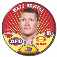 Gold Coast Suns 2026 Player Pin Badge - ROWELL