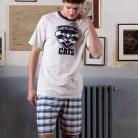 Image of Geelong Cats Mens Check PJ Set
