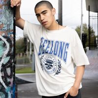 Geelong Cats Mens Arch Graphic Tee Natural