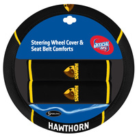 Image of Hawthorn Hawks Steering Wheel Cover & Seat Belt Comforts Set