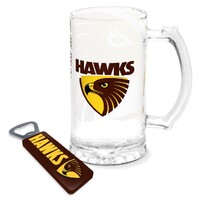 Hawthorn Hawks Stein Glass & Magnetic Bottle Opener