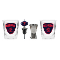 Image of Melbourne Demons Spirit Glasses with Pourer and Jigger