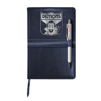 Melbourne Demons Retro Leather Notebook with Pen