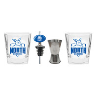 Image of North Melbourne Kangaroos Spirit Glasses with Pourer and Jigger