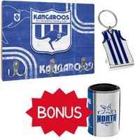 North Melbourne Kangaroos Key Rack & Key Ring Bundle