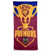 Brisbane Lions 2025 Premiers Logo Beach Towel