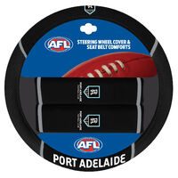 Image of Port Adelaide Power Steering Wheel Cover & Seat Belt Comforts Set